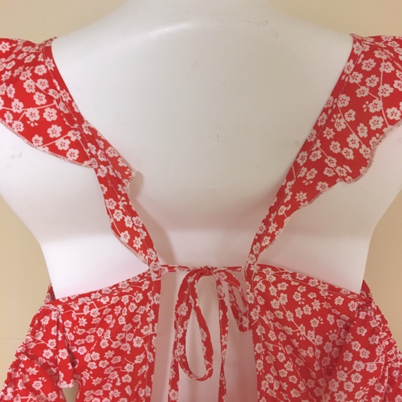 Red and white floral summer sundress - Picture 6 of 10